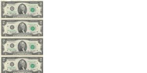 US $2 Star notes - sheet of 4 Banknote