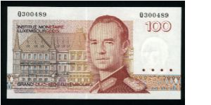 100 Francs.

Grand Duke Jean and building on face; city of Luxembourg scene on back.

Pick #58b Banknote