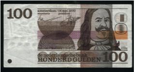 100 Gulden.

Michiel Adriaensz. de Ruyter on face; compass-card or rhumbcard design on back.

Pick #93 Banknote