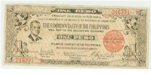 Philippines One Peso Guerilla note from Bacolod City, Negros Occidental. You MAY have noticed that the SEAL on most of these notes says Commonwealth of the Philippines, United States of America. Banknote