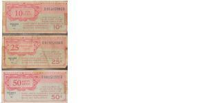 MPC Series 471 US Military Payment Certificates - Lot of 3 (10 cents, 20 cents & 50 cents) Banknote
