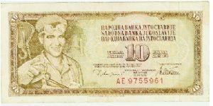 VERY NICE 10 DINARA YUGO! Banknote