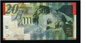 20 New Sheqalim.

Moshe Sharett and flags in background on face; scenes of his life and work on back.

Pick #59a Banknote