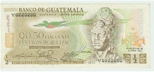 BEAUTIFUL 1/2 .50 CINQUENTA CENTAVOS NOTE FROM GUATEMALA.CRISP AND FRESH. Banknote