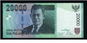 20000 Rupiah.

Oto Isjìkandar di Nata at center on face; peasants harvesting fruits on back.

Pick #143 Banknote