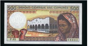 500 Francs.

Building at center, young women wearing a hood at right on face; two women at left, boat at right on back.

Pick #10b Banknote