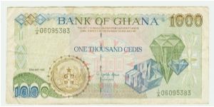 1000 CEDIS NOTE FROM GHANA. Banknote
