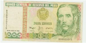 PERU 1000 MIL INTIS. Banknote