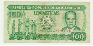 NICE 100 METICAIS FROM MOZAMBIQUE. Banknote