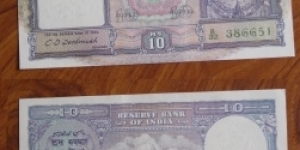 British India. 10 Rupees. George VI. CD Deshmukh signature. Banknote