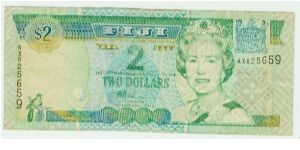 NOT SURE OF THE YEAR, BUT A VERY NICE NOTE FROM FIJI! $2.DOLLARS Banknote