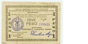 WWII PHILIPPINES 1 PESO GUERILLA/EMERGENCY NOTE. Banknote