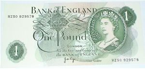 JB Page signature. 1 Pound. HZ last series. Banknote