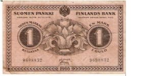 1 Markka 1916-1918, J.Järnefelt & F.Müller Banknote