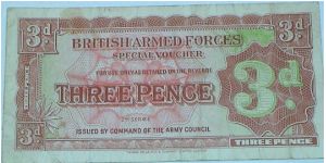 3 Pence. British Armed Forces. 2nd Series Banknote