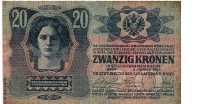 20 Kronen/Korona 1913, II Auflage Banknote