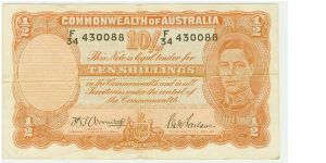NOTE NUMBER 330 IS A NICE 10 SHILLINGS NOTE FROM AUSTRALIA. NOT SURE OF THE YEAR? I AM ADDING ONE NOTE DAILY UNTIL THIS COLLECTION REACHES 350 IN TOTAL, OR SOMEONE SNAPS IT UP. AFTER THAT, IT GOES BACK IN THE CLOSET. THIS IS NOT AN EASY ASSEMBLAGE OF NOTES, AND CONTAINS SOME GOOD VALUES. Banknote