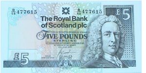 Royal Bank of Scotland. 5 Pounds. Culzean castle Banknote