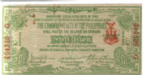 S-644, Negros Occidental 20 Centavos note. Banknote