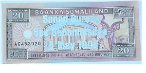Somaliland. 20 Shillings. Commemorative for the 5th Anniversary of Independence. Banknote