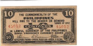 S-131d Bohol 10 centavo note. Banknote