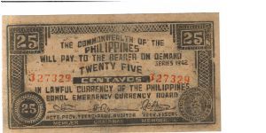 S-133 Bohol 25 centavos note. Banknote