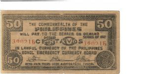 S-134e Bohol 50 centavos note. Banknote