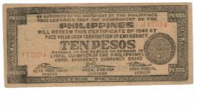 S-137e Bohol 10 Peso note. Banknote
