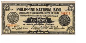 S-217b Cebu 10 Peso note. Banknote