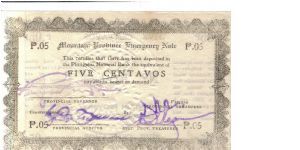 S-591 Misamis 5 centavos note. Banknote