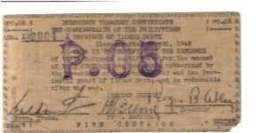 S-287b Rare Ilocos 5 centavos note, second series. Banknote