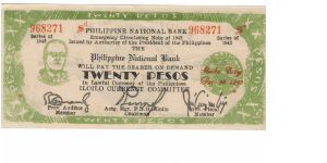 S-318a Ilocos 20 Peso note. Banknote