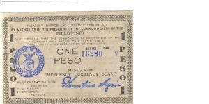 S-523c Mindanao 1 Peso note. Banknote