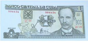 1 Peso. Commemorating 150 years of Jose Marti Banknote