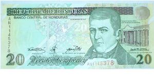 20 Lempira. Commemorative for the 50th Anniversary of Central Bank & Year 2000. Banknote