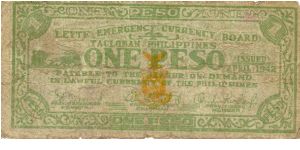 S-394 Rare Tacloban Emergency Currency. Banknote