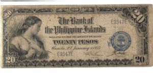 PI-24 The Bank of the philippine Islands 20 Peso note. Banknote