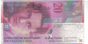 Switzerland 1994 20 francs. Well circulated. Banknote