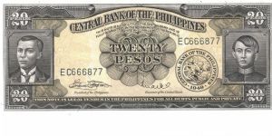 PI-137e English Series 20 Peso note. Banknote