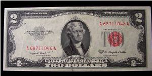 US 2 Dollars 1953
Consecutive Serials A68711048-A Banknote