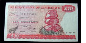 1983 Zimbabwe 10 Dollars Banknote