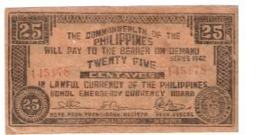 Philippine Guerilla Currency Mad with Wood Block Presses an Native Dies Banknote