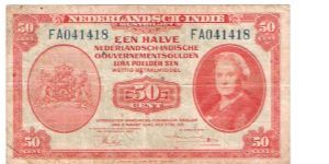 50 cents  Netherlands Indie Muntbiljetten Issue #110 Banknote