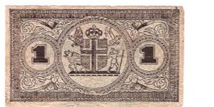1 KRONA iceland Banknote