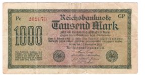 #76b weimar Republic 1000 mark Banknote