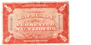 Half barrel of fermented malt liquor tav stamp IRS Banknote