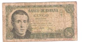 Spain 1951 
cinco Pesetas Banknote