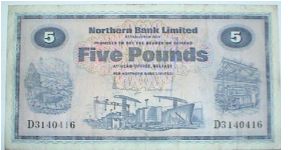 Northern Ireland. 5 Pounds. Northern Bank Limited.  Banknote
