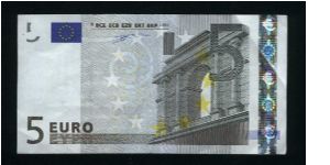 5 Euro.

Serial prefix -S- (Italy)
Classical architecture on face and back.

Pick #1s Banknote