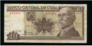 10 Pesos.

M. Gòmez at right on face; 'Guerra de todo el Pueblo' at left center on back.

Pick #117 Banknote
